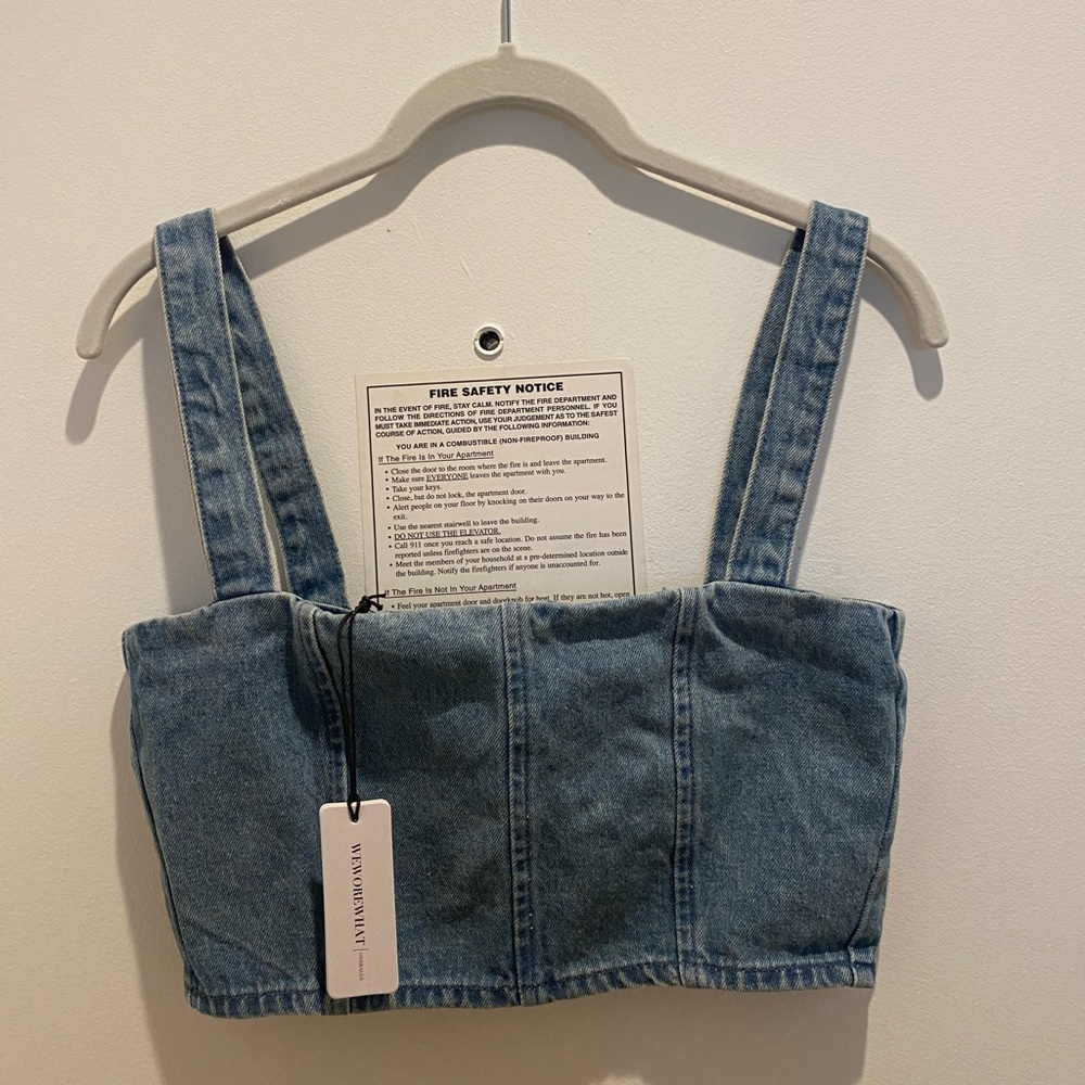 We Wore What denim crop top NWT